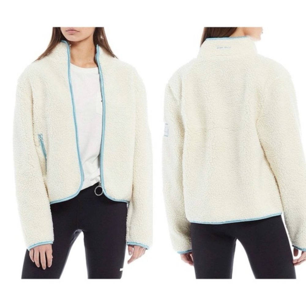 Ivory Ella Chloe Sherpa Full Zip Jacket  Medium in Cream